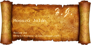 Hosszú Jolán névjegykártya
